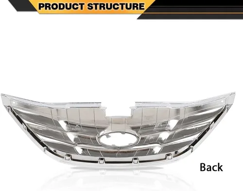 Vista 2 de CNNELL Parrilla delantera montaje cromo ABS plástico compatible con Hyundai Sonata 2011 2012 2013 HY1200154 863503S100