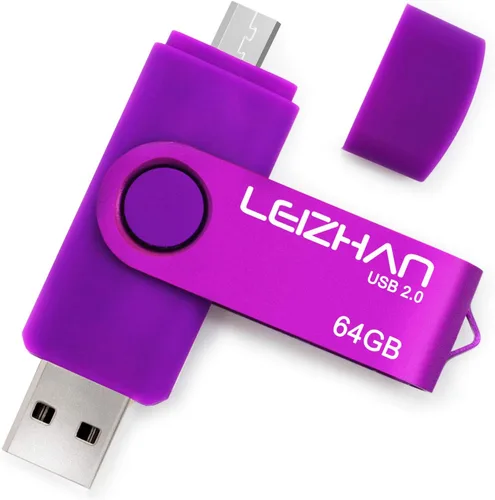 Vista 16 de 32 GB OTG USB Flash Drive 64 gb128gb Pendrive de metal para teléfono inteligente Android Micro USB Pen Drive USB 2.0 para Samsung, Huawei, Púrpura