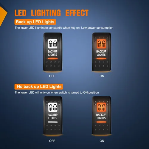 Vista 3 de Nilight - Interruptor basculante de luces de respaldo para UTV, encendido/apagado, interruptor de barra de luz LED de 5 pines SPST