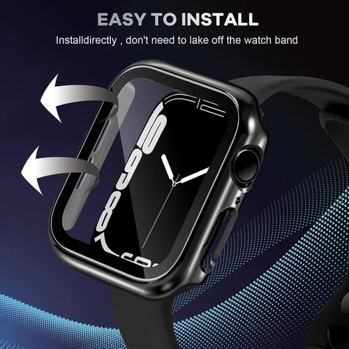 Vista 6 de ORIbox Funda rígida de policarbonato con protector de pantalla de vidrio templado compatible con Apple Watch Series 6, Apple Watch Series 5, Apple