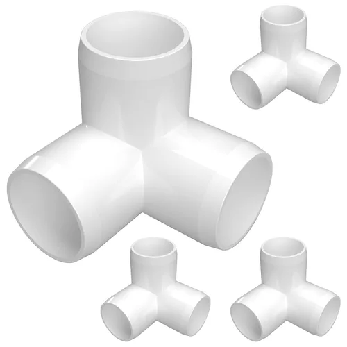 Vista 14 de Codo de 3 vías de PVC de grado para muebles de 1 pulgada en amarillo, fabricado en Estados Unidos, resistente a los rayos UV, a prueba de impactos