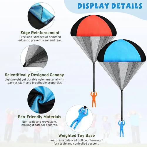 Vista 6 de Juguete de paracaídas para niños, juguetes al aire libre, paracaídas voladoras, juguetes interiores y exteriores para niños o 3, 4, 5, 6, 7, 8, 9