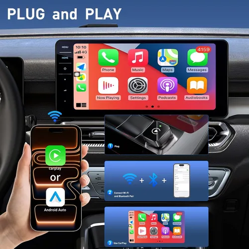Vista 6 de iGENJUN Adaptador inalámbrico CarPlay 2026 actualizado Mini diseño, USB/USB-C Plug & Play convierte CarPlay a inalámbrico - Fácil de usar conexión