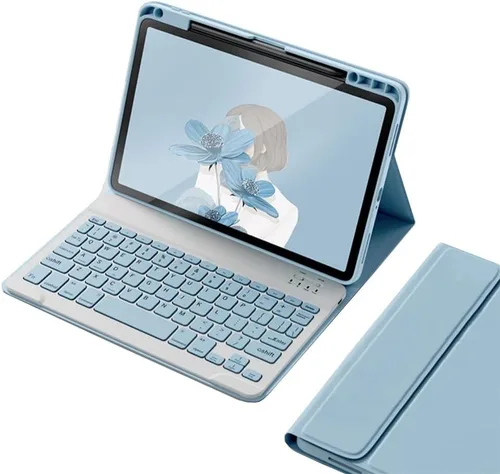 Vista 14 de kaitesi Funda para teclado para iPad 9ª 8ª 7ª generación 10.2/ Air 3ª generación Pro 10.5, cubierta inteligente de folio inteligente con teclado