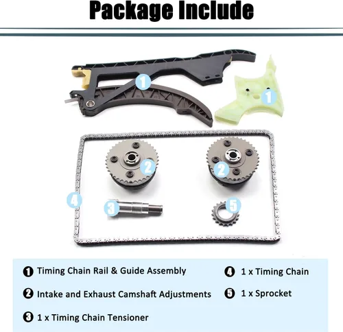 Vista 4 de AUCERAMIC Kit de cadena de distribución 11318648732 con ajustador de árbol de levas VVT Compatible con BMW N51 N52 N55 S55 128i 135i 325i 328i 335i