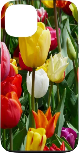 Vista 7 de Funda botánica para iPhone 17 con flores coloridas y tulipanes para amantes de las plantas