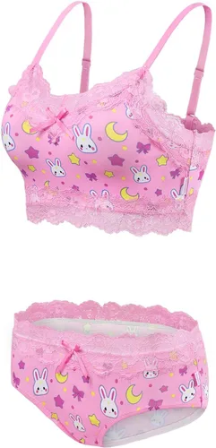 Vista 5 de Littleforbig Conjunto de ropa de dormir de encaje para mujer, ropa de dormir con tirantes y pantalones cortos, lencería bralette conjunto de ropa