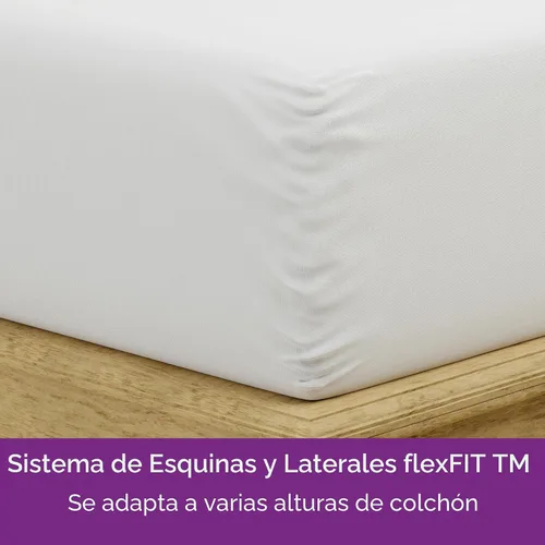 Vista 6 de Protector de colchón Aller-Ease para protección, comodidad y equilibrio de temperatura, Poliéster & Mezcla de poliéster, Blanco, gemelo