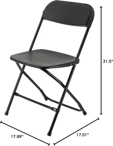 Vista 3 de Elama Sillas de cena plegables de plástico de 4 piezas (negro)