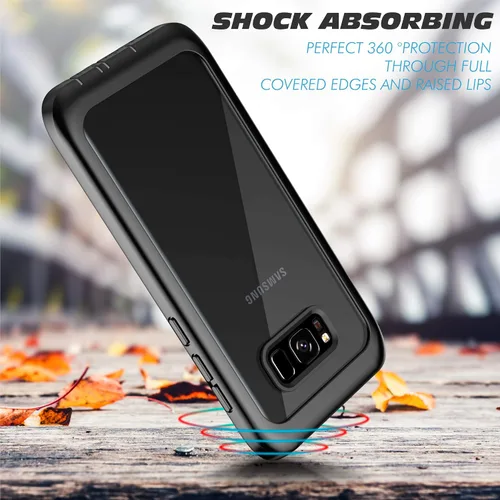 Vista 4 de Funda para Samsung Galaxy S8, carcasa de cuerpo completo con protector de pantalla integrado, delgado, transparente, absorbente de golpes, a prueba