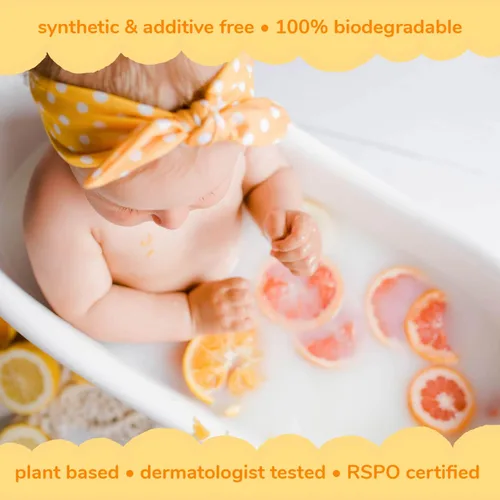 Vista 3 de Arau Baby Jabón corporal de espuma, repuesto de aroma cítrico, gel corporal espumoso natural a base de plantas para bebés, bebés y niños pequeños