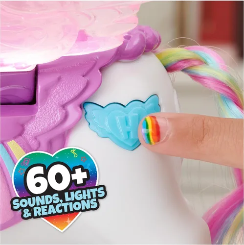 Vista 5 de Hatchimals CollEGGtibles, juguete de unicornio Hatchicorn con alas aleteadas, más de 60 luces y sonidos, 2 bebés exclusivos, juguetes para niños