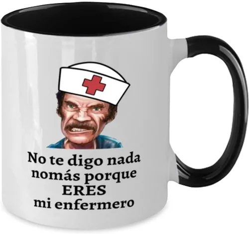 Vista 2 de Regalo para enfermero taza de café 2 colores negro y blanco no te doy una nomas