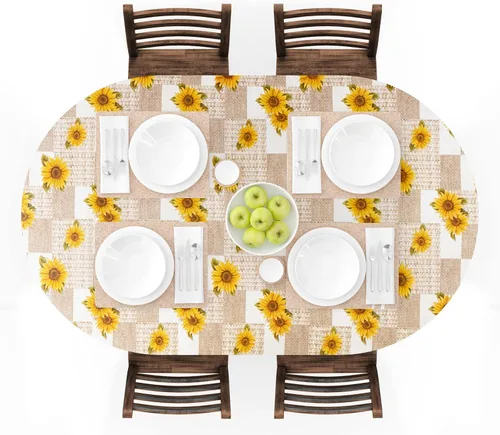 Vista 18 de UMINEUX - Mantel redondo de vinilo ajustable con bordes elásticos y reverso de franela, funda de mesa redonda impermeable, fácil de limpiar