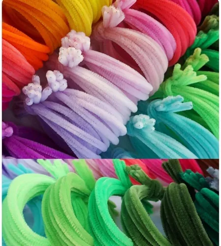Vista 2 de 300 Pcs Thick Pipe Cleaners Bulk, Pastel Pink White Green (Lily Color)
