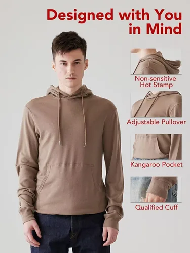 Vista 5 de ZeaLogic Sudadera con capucha para hombre, 100% lana merina, capa base, manga larga, térmica