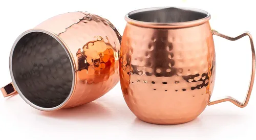 Vista 5 de Royalty Art Moscow Mule - Juego de 4 tazas con acabado de cobre martillado de 16 onzas
