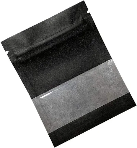 Vista 4 de PABCK - Paquete de 100 bolsas resellables de papel kraft transparente para Negro