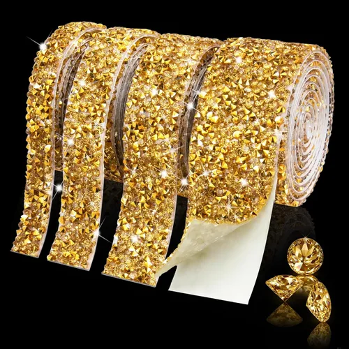 Vista 8 de 4 rollos de cinta de diamantes de imitación de cristal, cinta autoadhesiva con diamantes de imitación, envoltura de diamantes para manualidades