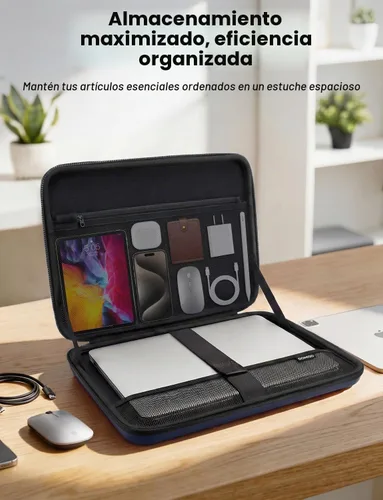 Vista 6 de DOMISO Funda rígida para portátil de 17-17.3 pulgadas impermeable a prueba de golpes con asa y bolsillo de almacenamiento, compatible con MacBook
