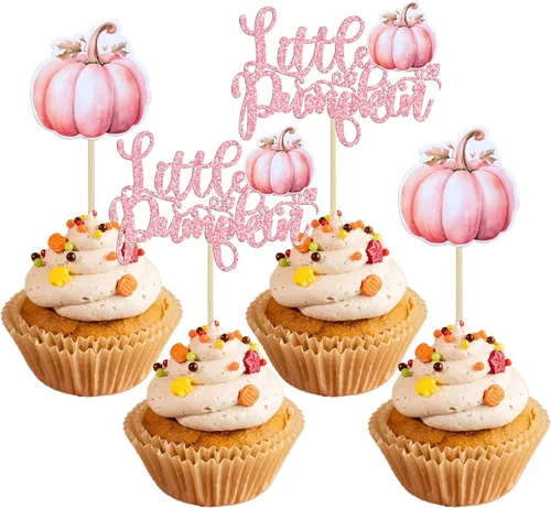 Vista 14 de 24 adornos de calabaza para cupcakes con purpurina para otoño, hojas, flores, calabaza, cupcakes, decoración de pasteles para Halloween, decoración