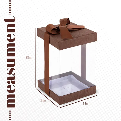 Vista 5 de Hammont Caja de regalo – Paquete de 6 cajas transparentes para regalos, pasteles, galletas y recuerdos de fiesta – Con base, tapa y cinta – Solución