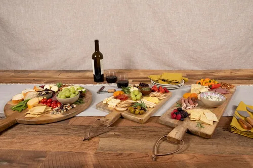 Vista 14 de TOSCANA - una marca Picnic Time - Tabla rectangular de charcutería Ravi, plato de madera para servir, tabla de queso, (madera de mango)