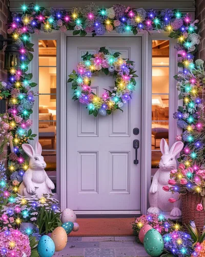 Vista 8 de Luces de Hadas Inteligentes Paquete de 2 Total 66 Pies 200 Luces LED de Cadena Parpadeantes con Control Remoto y APP, Luces de Árbol de Navidad USB