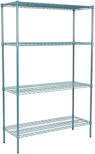 Vista 11 de Kit de 4 estantes de epoxi verde NSF de 21 x 72 pulgadas con postes de 86 pulgadas, estantería de almacenamiento resistente, kit de estantería