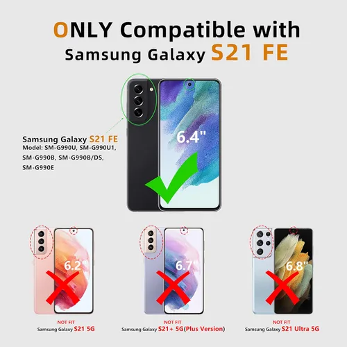 Vista 2 de Funda protectora para Samsung Galaxy S21-FE: Cubierta de protección completa a prueba de caídas de grado militar de doble capa con soporte Carcasa