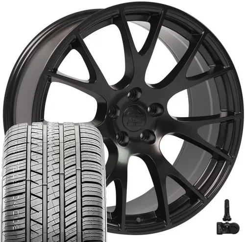 Vista 23 de OE Wheels DG15 20x9 Juego (4) neumáticos negros 5x115 y Ironman y TPMS