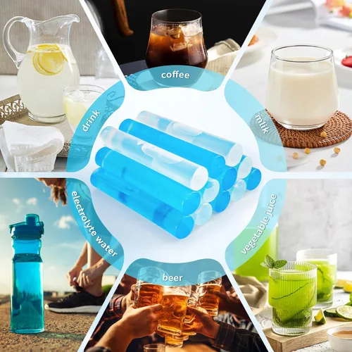 Vista 6 de Paquete de 12 cubitos de hielo reutilizables para bebidas, botella de agua reutilizable de congelación rápida, sin BPA, cubos de hielo de plástico