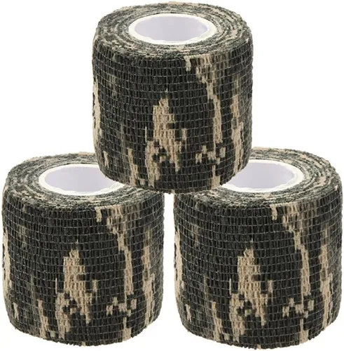 Vista 11 de Cinta envolvente autoadhesiva de camuflaje para protección de 5 cm x 4,5 m. Cinta de camuflaje discreta de tela no tejida. Vendaje elástico