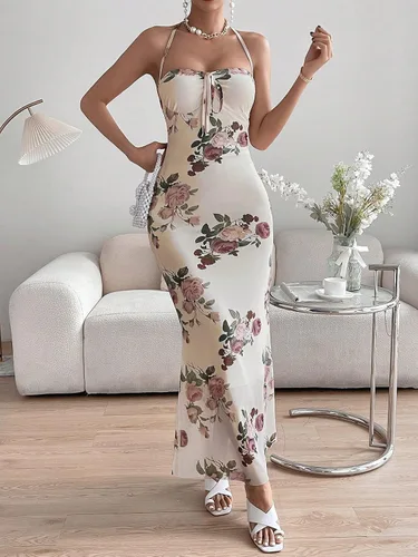 Vista 5 de Floerns Vestido largo sin mangas con estampado en toda la parte superior para mujer
