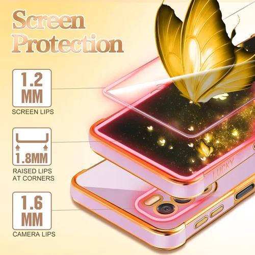 Vista 3 de Coralogo Funda para Moto G Stylus 5G 2022 (no compatible con 4G), diseño de mariposas para mujeres y niñas, bonito diseño de mariposas chapadas