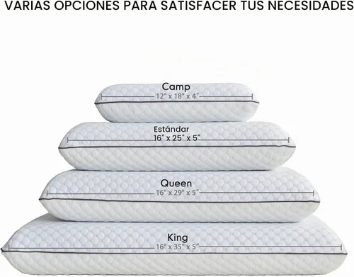 Vista 3 de Almohada de espuma viscoelástica, almohada de cama ventilada estándar con funda lavable, refrescante, ortopédica, soporte de cuello y hombros