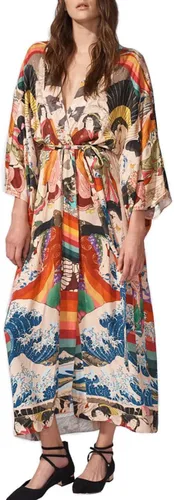 Vista 3 de Bsubseach - Kimono tipo cárdigan largo para mujer, de gasarayón, para playa y para usar sobre el bikini.