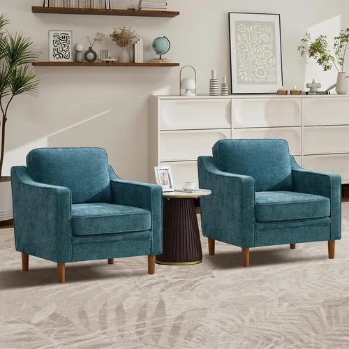 Vista 19 de Kingfun Sofá en Forma de L de 88", Sofá Seccional de Chenilla, Sofás Modernos de Mediados de Siglo con Marco de Madera Maciza para Sala de Estar