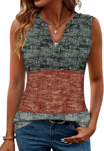Vista 12 de Romanstii Camisas sin mangas para mujer, estilo casual, de verano, cuello en V, blusas elegantes, túnica