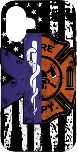 Vista 32 de EMT Firefighter Fire Rescue EMT - Funda de regalo con bandera americana para iPhone 17