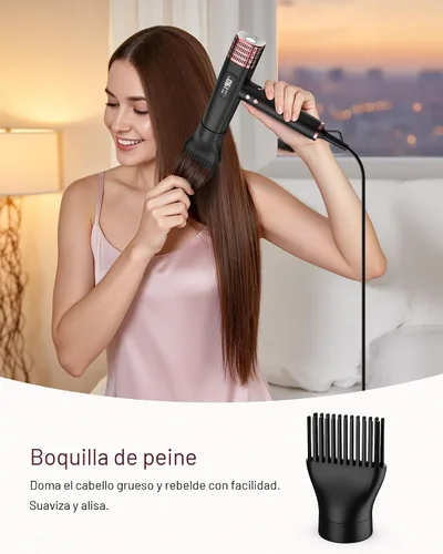 Vista 7 de Secador de pelo iónico de doble voltaje con difusor – Secador de pelo de Negro satinado
