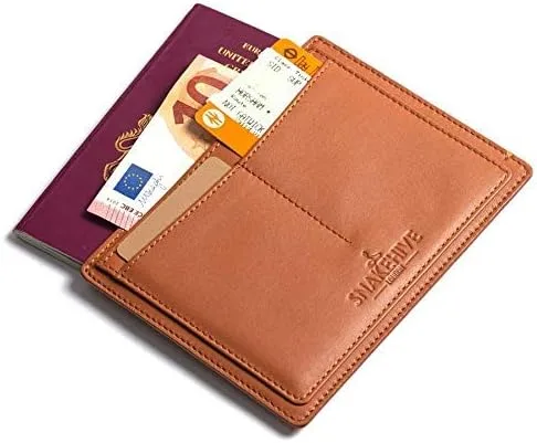 Vista 8 de Cartera para pasaporte, cartera de viaje, organizador de documentos de viaje, titular de boletos, tarjetero, Beige Bronceado, Moderno