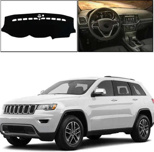 Vista 6 de Cubierta de Alfombrilla del Salpicadero Personalizada para Consola Central Interior Compatible con Jeep Grand Cherokee 2011-2021 Accesorios de Negro