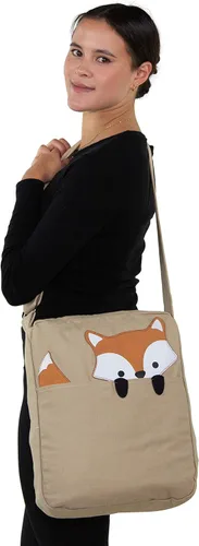 Vista 6 de Peeking Fox On - Bolso bandolera grande de lona