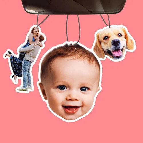 Vista 13 de FIMILOVE Ambientador de Aire Personalizado para Coche con Cara y Cuerpo de Dibujos Animados, Regalo Personalizado para el Día de San Valentín