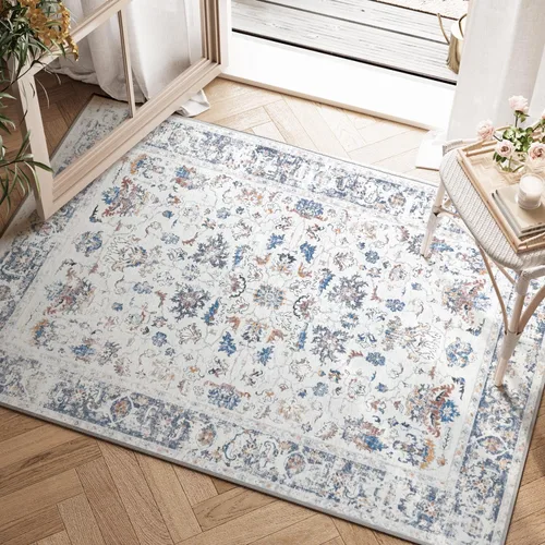 Vista 32 de jinchan Alfombra de entrada de 2 x 3 pulgadas, lavable, diseño floral vintage, tapete pequeño para interiores, bohemio, ligero, delgado