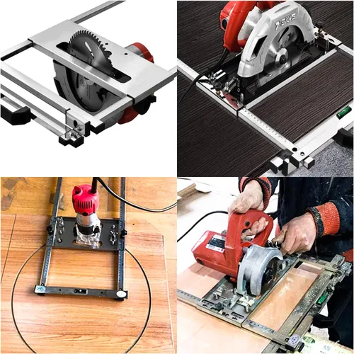 Vista 4 de CNCEST - Sierra circular eléctrica para carpintería, tabla de cortar de acero multifunción, guía de bordes, marco de posicionamiento, kit de sierra