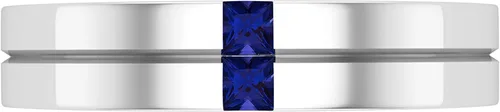 Vista 2 de Dazzlingrock Collection 2 mm Princess Gemstone or Diamond Two Stone Mens Wedding Band Ring in 925 Sterling Silver