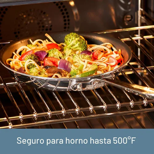 Vista 7 de All-Clad D3 - Sartén antiadherente profesional de acero inoxidable de 8 pulgadas, sartén de acero inoxidable de 3 capas, inducción, apta para horno