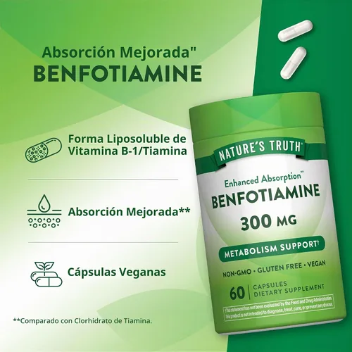 Vista 5 de Nature's Truth Benfotiamina 300mg 60
